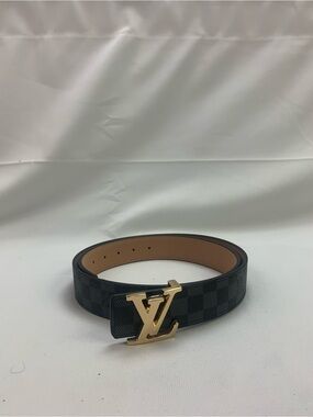 Louis Vuitton Black Damier Graphite Gold LV Buckle Belt
